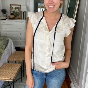 Draper James Size 2 Silk Short Sleeve Blouse